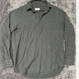 Marine Layer Mens Polo Shirt XL Long Sleeve Popover Slub Gray